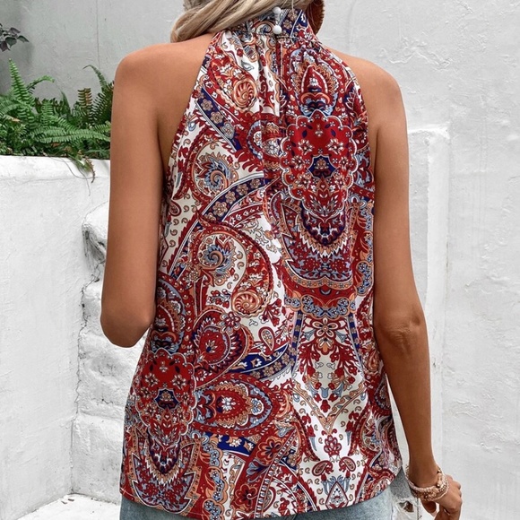 Boho Paisley Print Halter Top - Picture 4 of 4